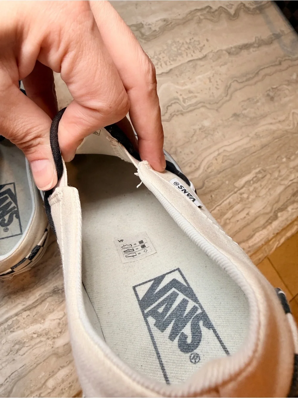 Vans women’s Slip-On Checkerboard Sneakers - Black & White